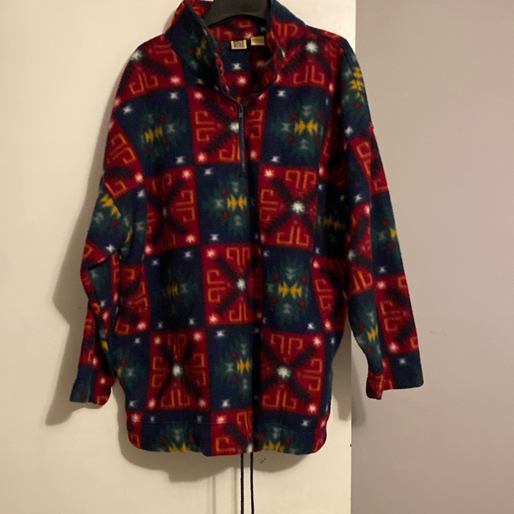 North West Blue Aztec AOP 1/4 Zip Fleece Pullover Jacket